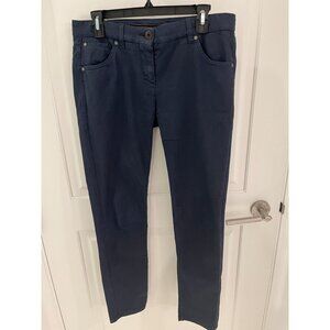 Brunello Cucinelli Twill Casual Chino Women's 5 Pocket Blue Pants Size 8